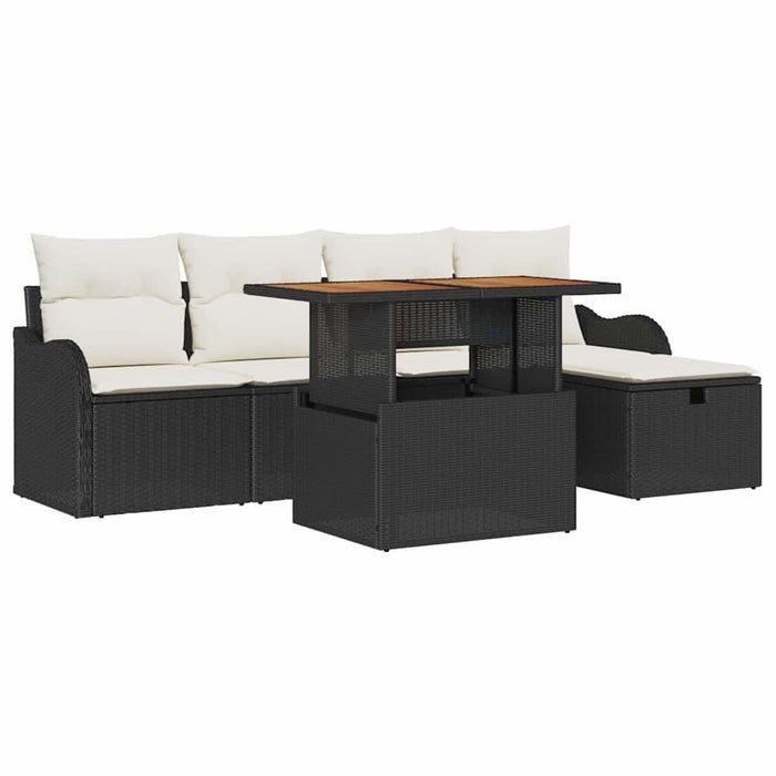 Set de canapele pentru grădină cu pernă 6 pcs Negru Rattan poli - WALTI WALTI
