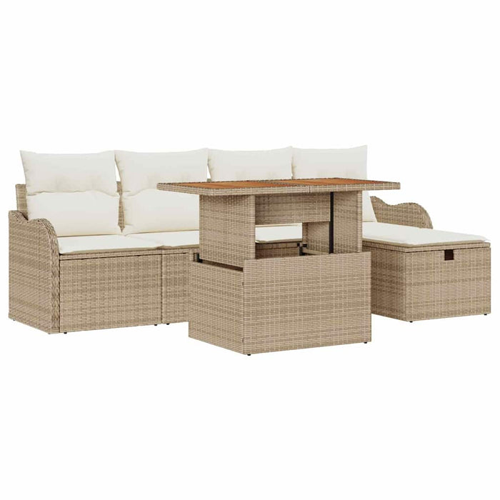 Set de canapele pentru grădină cu pernă 6 pcs Bej poliratan - WALTI WALTI