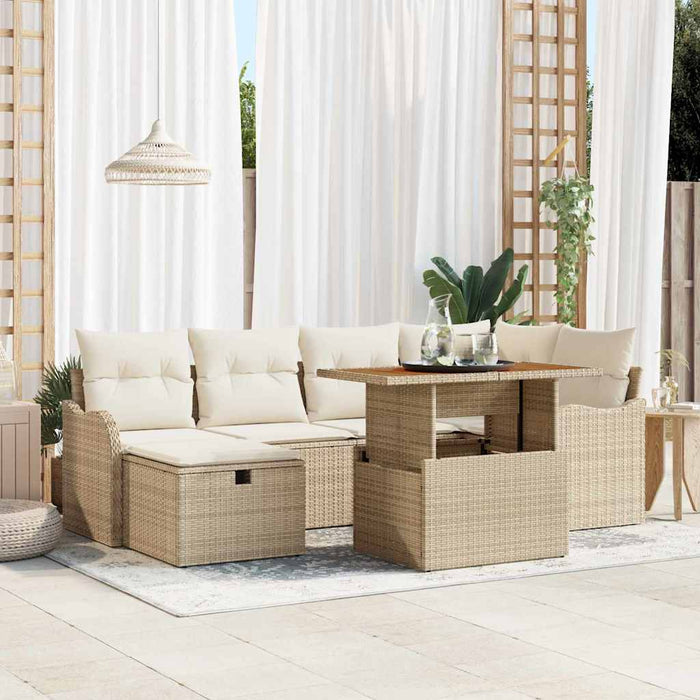 Set de canapele pentru grădină cu pernă 7 pcs Bej poliratan - WALTI WALTI