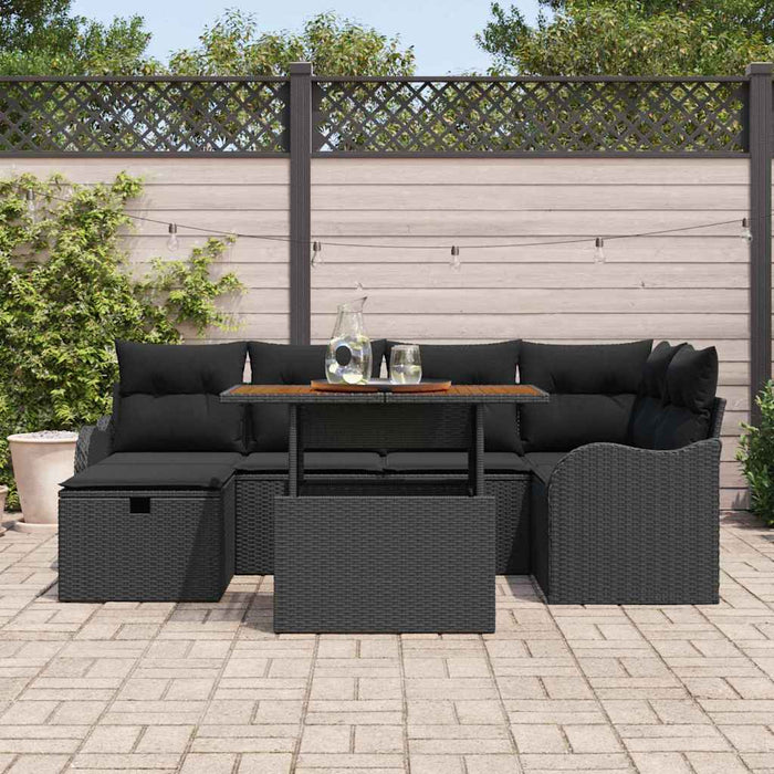 Set de canapele pentru grădină cu pernă 7 pcs Negru Rattan poli - WALTI WALTI