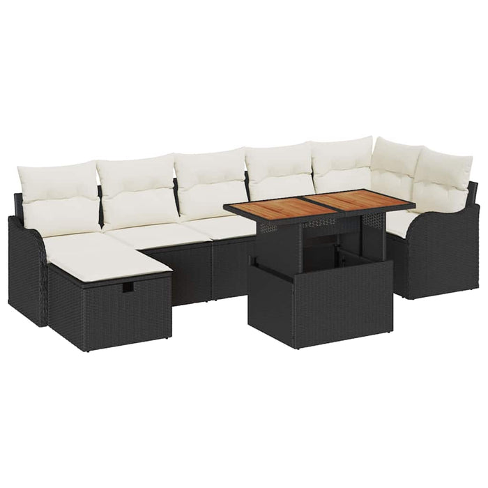 Set de canapele pentru grădină cu pernă 8 pcs Negru Rattan poli - WALTI WALTI