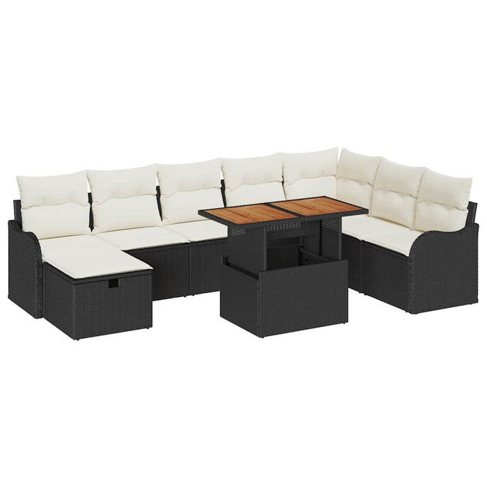 Set de canapele pentru grădină 9 buc. Negru poliratan WALTI