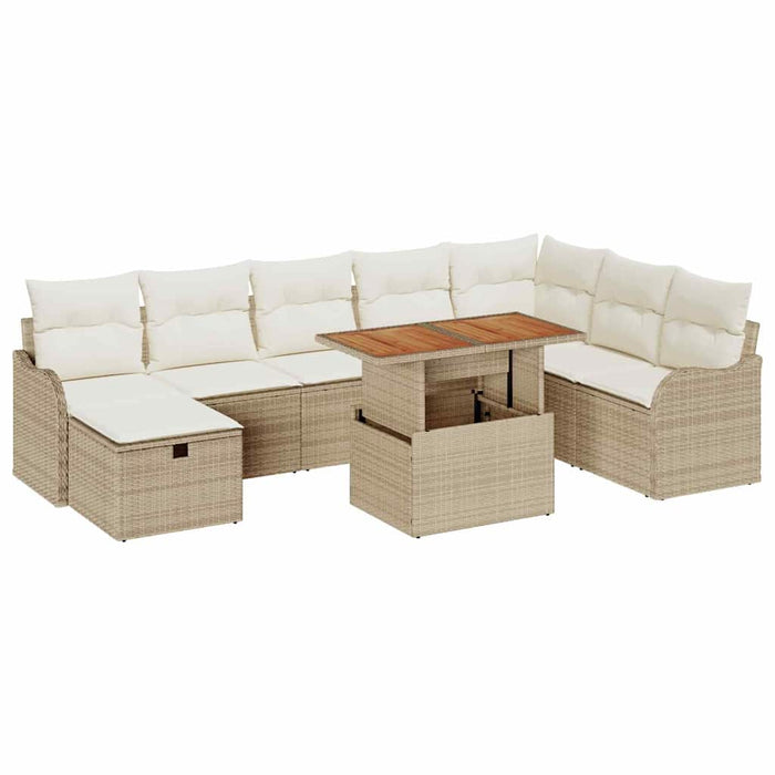Set de canapele pentru grădină cu pernă 9 pcs Bej Rattan poli - WALTI WALTI