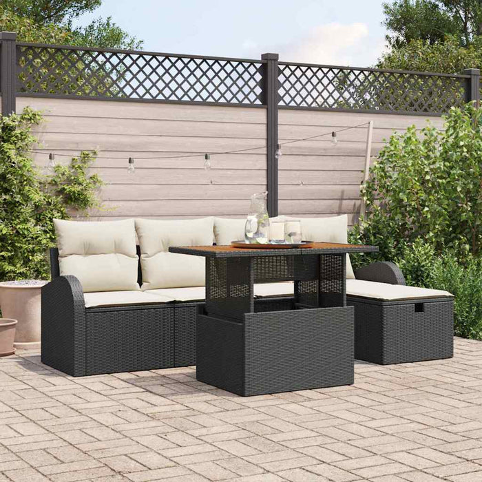 Set de canapele pentru grădină cu pernă 6 pcs Negru Rattan poli - WALTI WALTI
