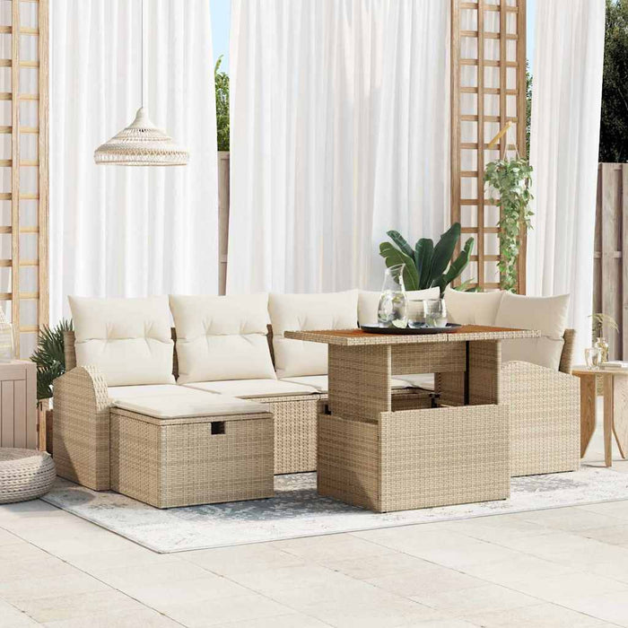 Set de canapele pentru grădină cu pernă 7 pcs Bej poliratan - WALTI WALTI