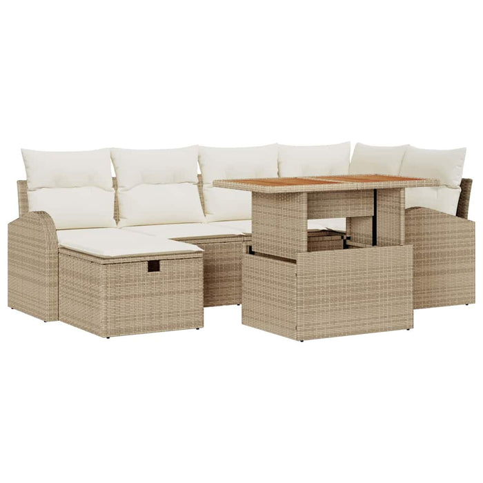 Set de canapele pentru grădină cu pernă 7 pcs Bej poliratan - WALTI WALTI