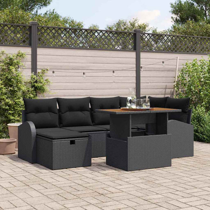 Set de canapele pentru grădină cu pernă 7 pcs Negru Rattan poli - WALTI WALTI