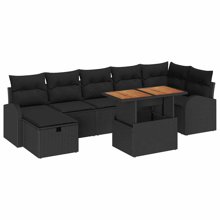 Set de canapele pentru grădină cu pernă 8 pcs Negru Rattan poli - WALTI WALTI