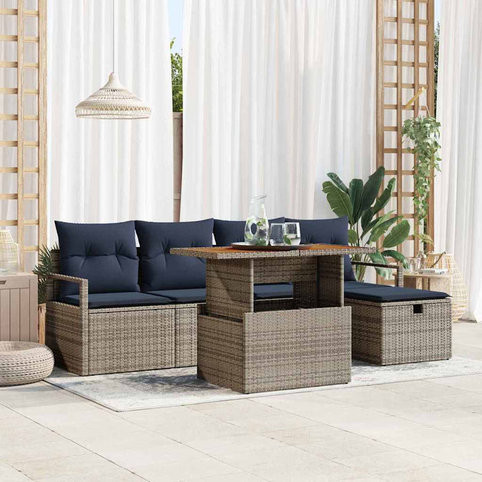 Set de canapele pentru grădină cu pernă 6 pcs Gri poliratan - WALTI WALTI