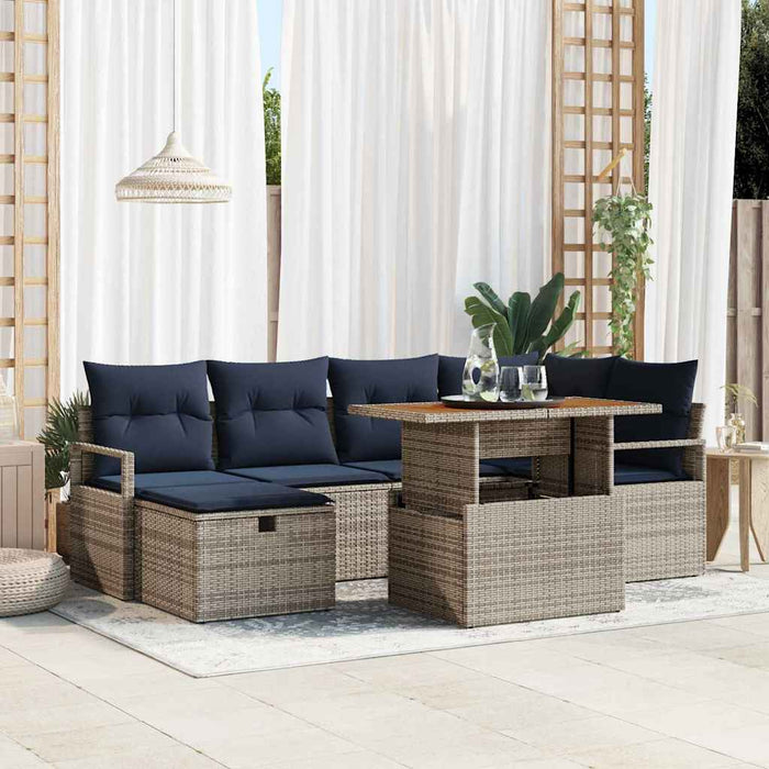 Set de canapele pentru grădină cu pernă 7 pcs Gri poliratan - WALTI WALTI