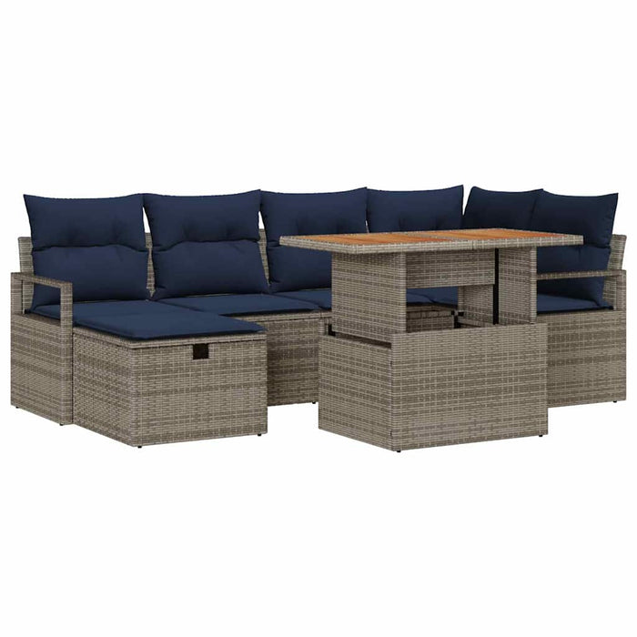 Set de canapele pentru grădină cu pernă 7 pcs Gri poliratan - WALTI WALTI