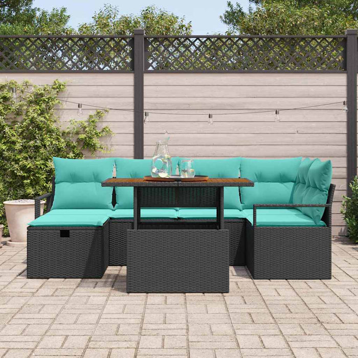 Set de canapele pentru grădină cu pernă 7 pcs Negru poliratan - WALTI WALTI