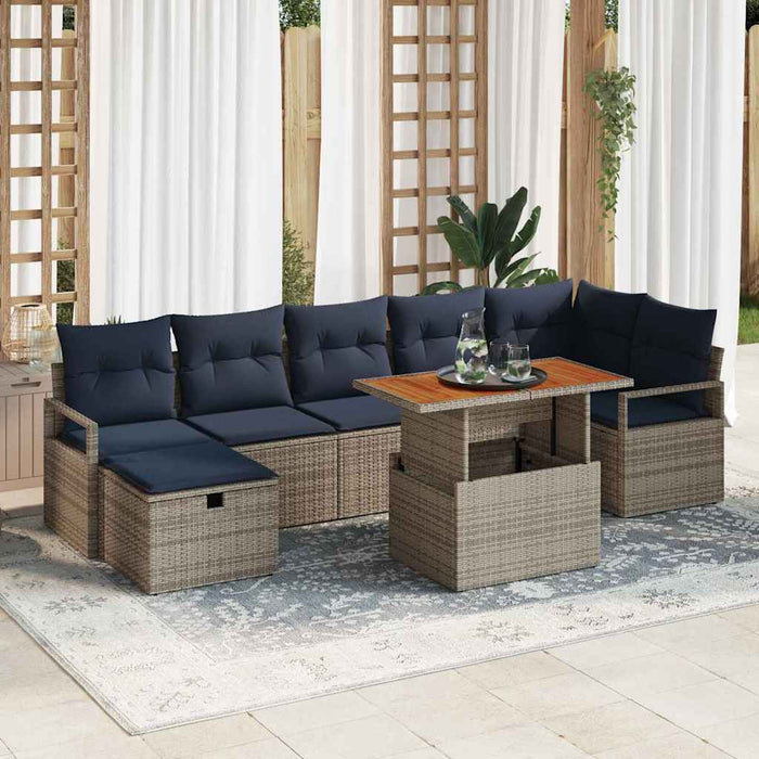 Set de canapele pentru grădină cu pernă 8 pcs Gri poliratan - WALTI WALTI