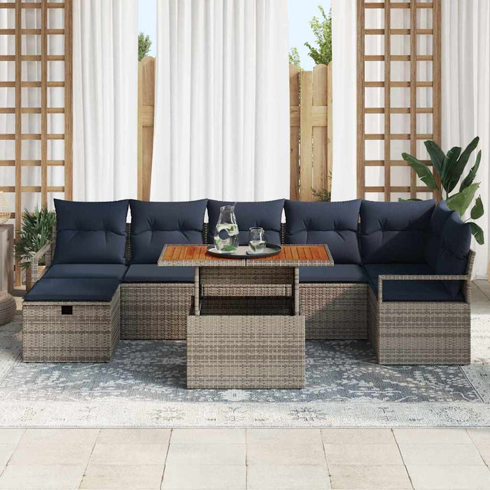 Set de canapele pentru grădină cu pernă 8 pcs Gri poliratan - WALTI WALTI