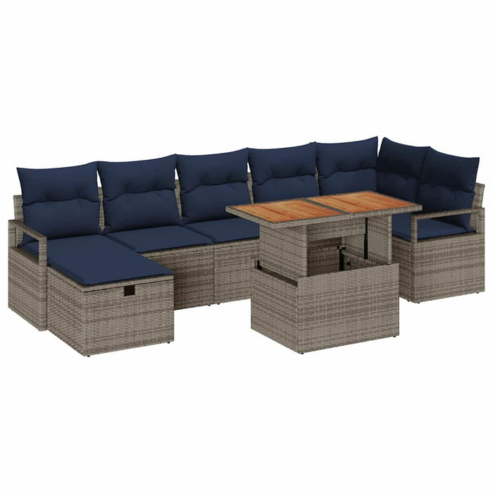 Set de canapele pentru grădină cu pernă 8 pcs Gri poliratan - WALTI WALTI