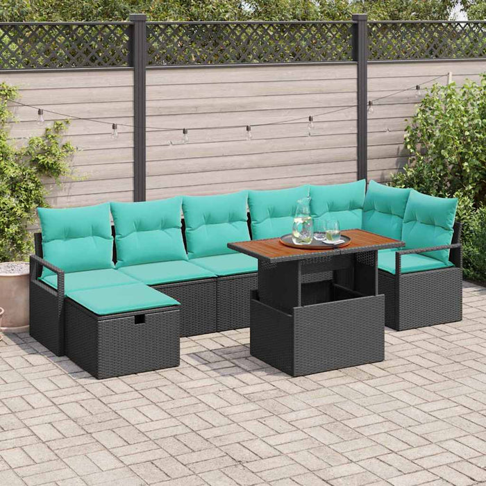 Set de canapele pentru grădină cu pernă 8 pcs Negru poliratan - WALTI WALTI