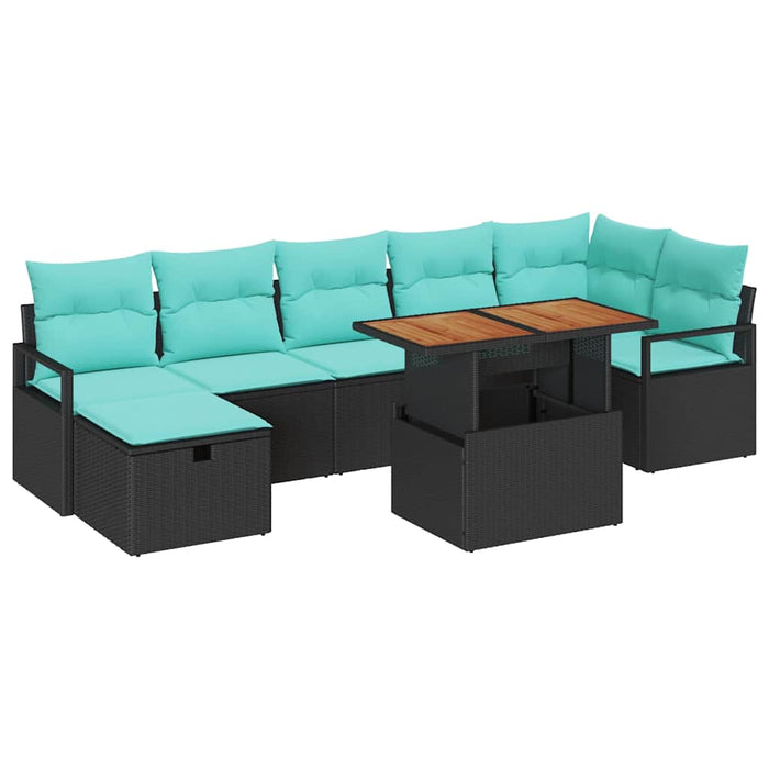 Set de canapele pentru grădină cu pernă 8 pcs Negru poliratan - WALTI WALTI