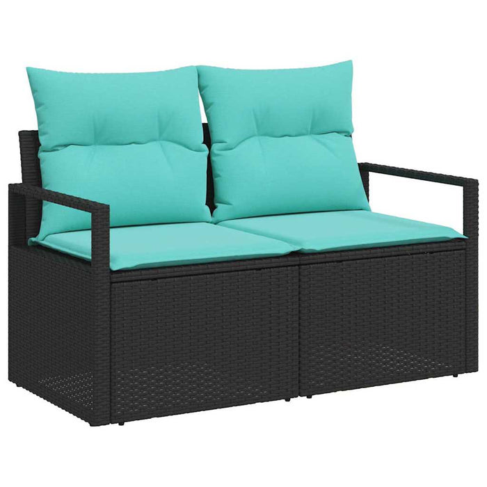 Set de canapele pentru grădină cu pernă 8 pcs Negru poliratan - WALTI WALTI