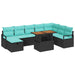 Set de canapele pentru grădină cu pernă 9 pcs Negru poliratan - WALTI WALTI