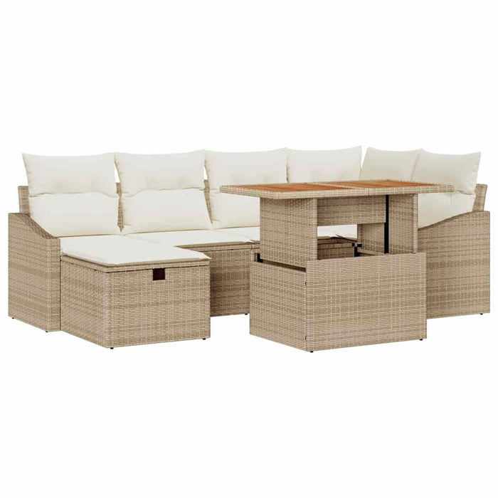 Set de canapele pentru grădină cu pernă 7 pcs Bej poliratan - WALTI WALTI