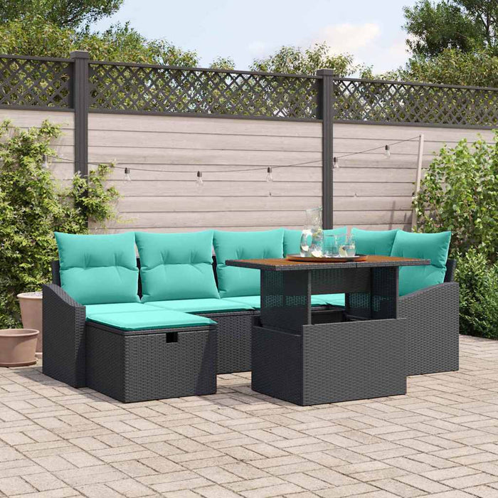 Set de canapele pentru grădină cu pernă 7 pcs Negru poliratan - WALTI WALTI