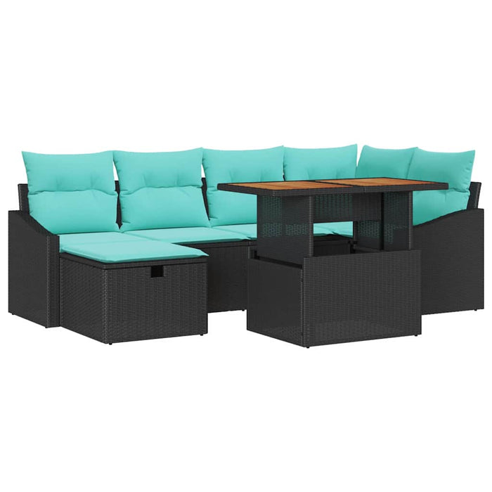 Set de canapele pentru grădină cu pernă 7 pcs Negru poliratan - WALTI WALTI