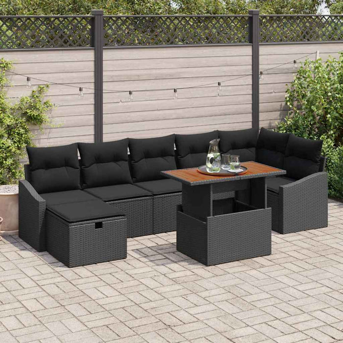 Set de canapele pentru grădină cu pernă 8 pcs Negru Rattan poli - WALTI WALTI