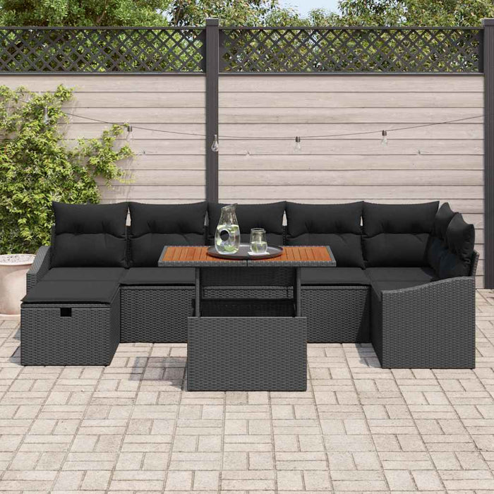 Set de canapele pentru grădină cu pernă 8 pcs Negru Rattan poli - WALTI WALTI
