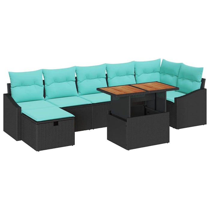 Set de canapele pentru grădină cu pernă 8 pcs Negru poliratan - WALTI WALTI