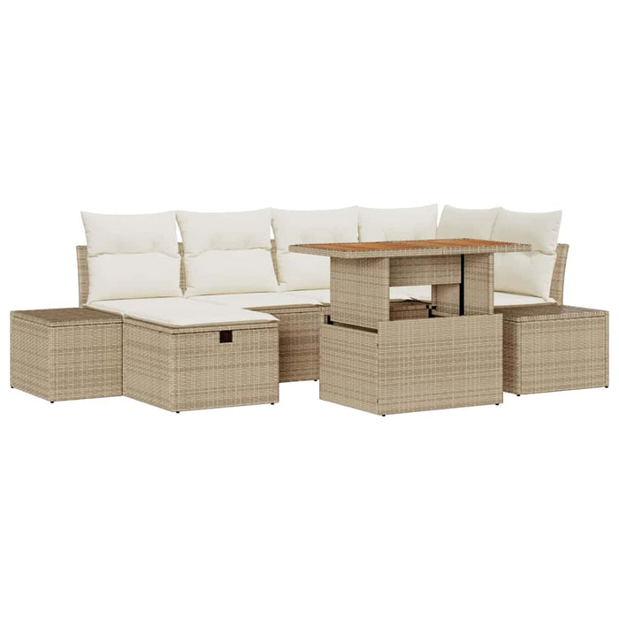 Set de canapele pentru grădină cu pernă 7 pcs Bej poliratan - WALTI WALTI