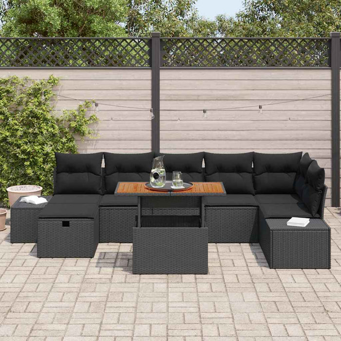 Set de canapele pentru grădină cu pernă 8 pcs Negru Rattan poli - WALTI WALTI
