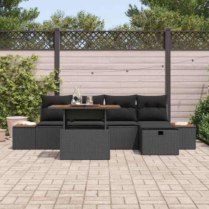 Set de canapele pentru grădină cu pernă 6 pcs Negru Rattan poli - WALTI WALTI