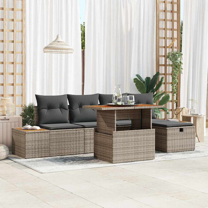 Set de canapele pentru grădină cu pernă 6 pcs Gri Rattan poli - WALTI WALTI