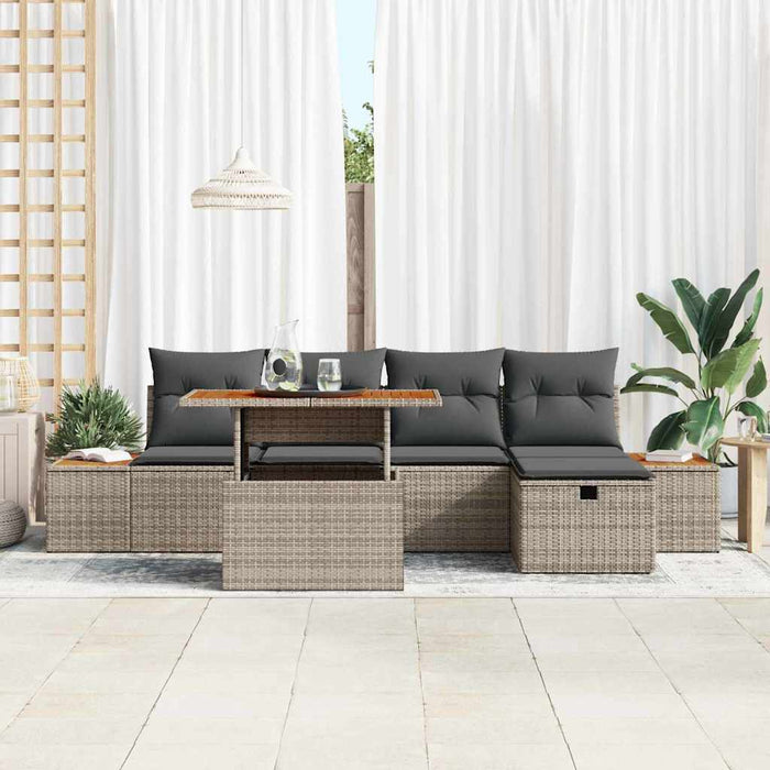 Set de canapele pentru grădină cu pernă 6 pcs Gri Rattan poli - WALTI WALTI