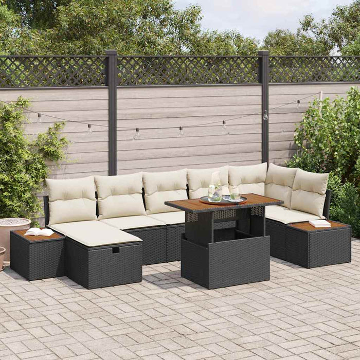 Set de canapele pentru grădină cu pernă 8 pcs Negru Rattan poli - WALTI WALTI
