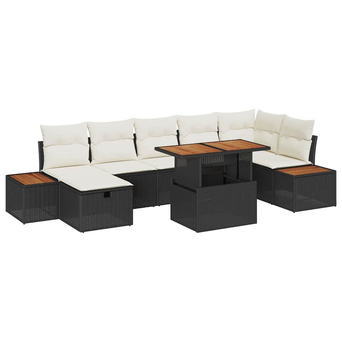 Set de canapele pentru grădină cu pernă 8 pcs Negru Rattan poli - WALTI WALTI