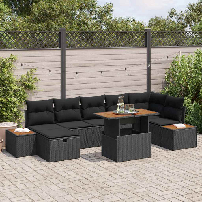Set de canapele pentru grădină cu pernă 8 pcs Negru Rattan poli - WALTI WALTI