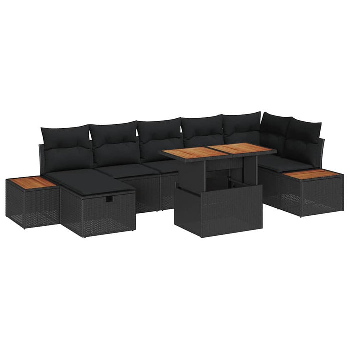 Set de canapele pentru grădină cu pernă 8 pcs Negru Rattan poli - WALTI WALTI