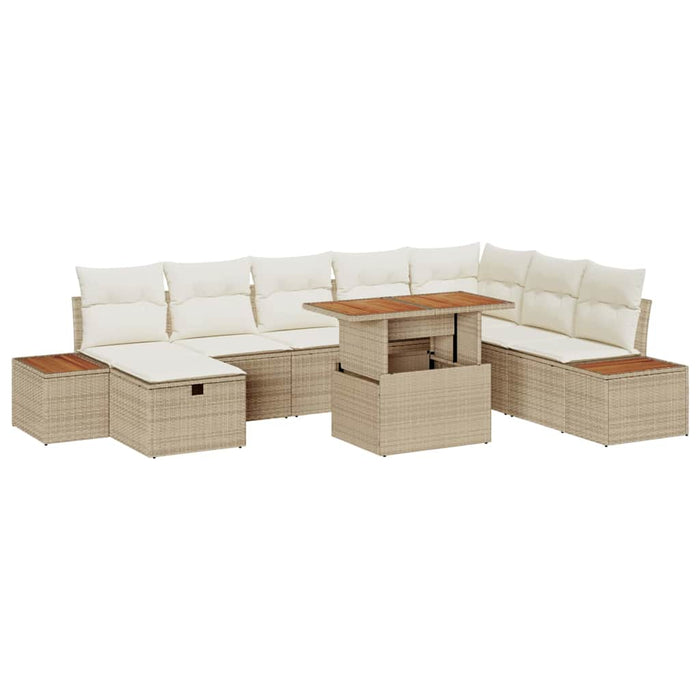 Set de canapele pentru grădină cu pernă 9 pcs Bej Rattan poli - WALTI WALTI