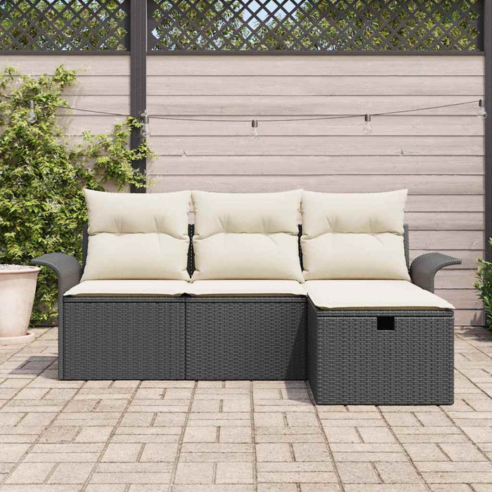Set de canapele pentru grădină cu pernă 4 pcs Negru Rattan poli - WALTI WALTI