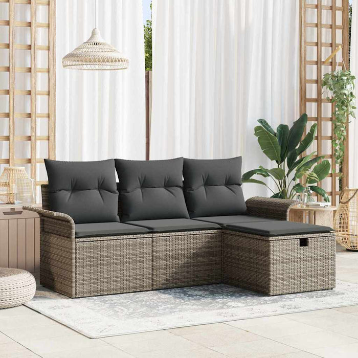 Set de canapele pentru grădină cu pernă 4 pcs Gri Rattan poli - WALTI WALTI