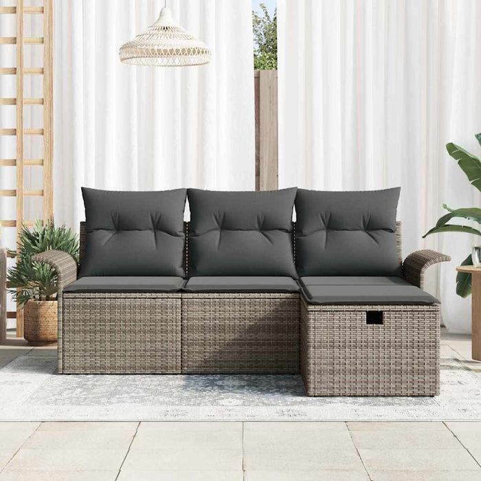 Set de canapele pentru grădină cu pernă 4 pcs Gri Rattan poli - WALTI WALTI