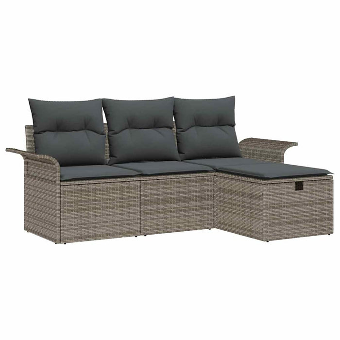 Set de canapele pentru grădină cu pernă 4 pcs Gri Rattan poli - WALTI WALTI