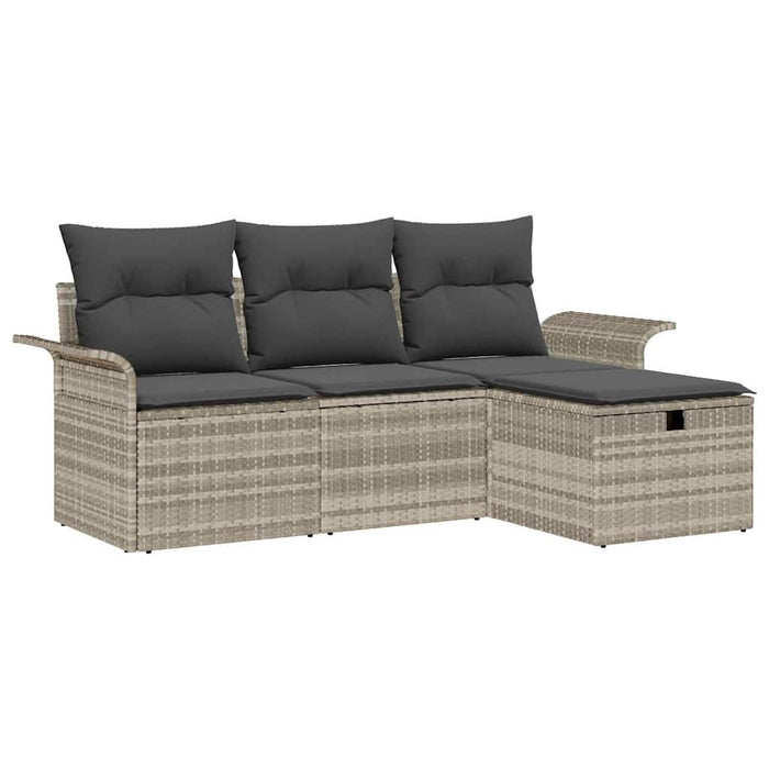Set de canapele pentru grădină 4 pcs Gri deschis Rattan poli - WALTI WALTI