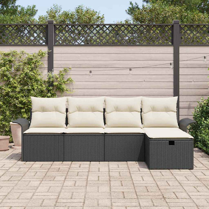 Set de canapele pentru grădină cu pernă 5 pcs Negru Rattan poli - WALTI WALTI