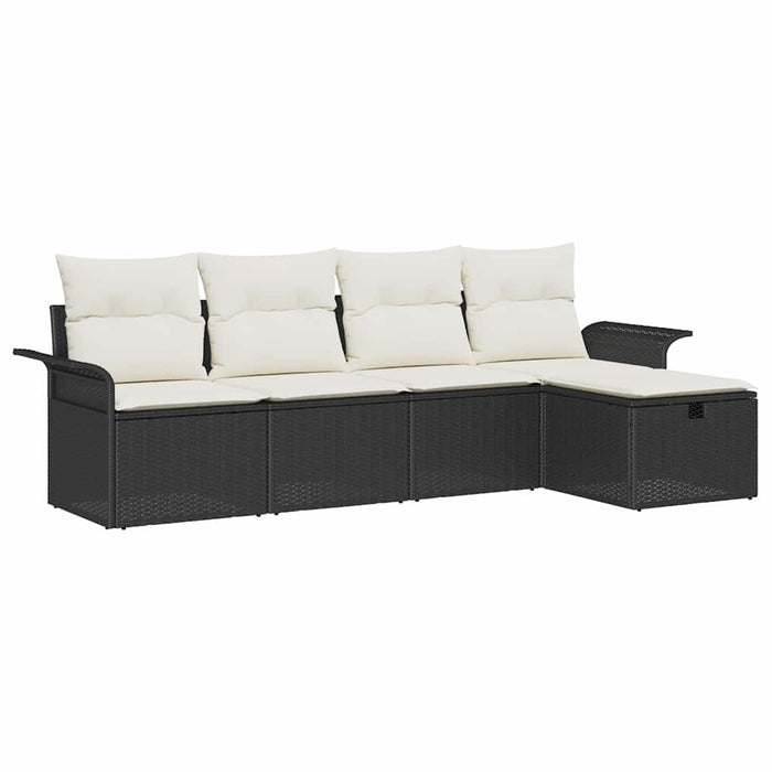 Set de canapele pentru grădină cu pernă 5 pcs Negru Rattan poli - WALTI WALTI