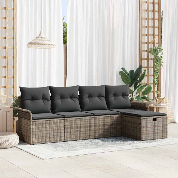 Set de canapele pentru grădină cu pernă 5 pcs Gri Rattan poli - WALTI WALTI