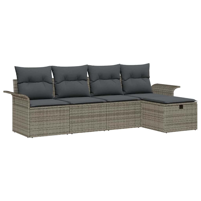 Set de canapele pentru grădină cu pernă 5 pcs Gri Rattan poli - WALTI WALTI