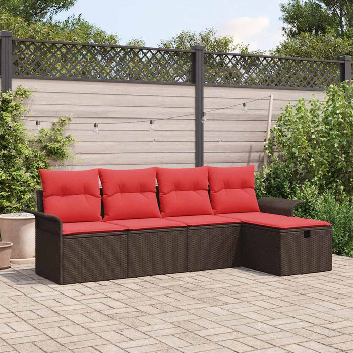 Set de canapele pentru grădină cu pernă 5 pcs Rattan poli - WALTI WALTI