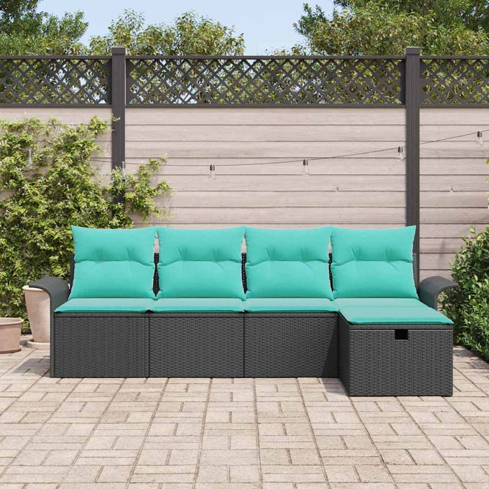 Set de canapele pentru grădină cu pernă 5 pcs Rattan poli - WALTI WALTI